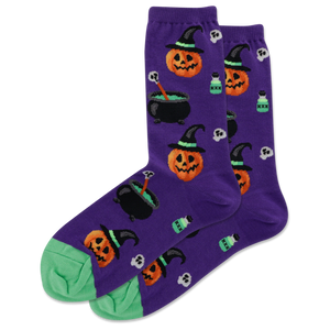 HOTSOX Women's Witch Pumpkin Crew Socks