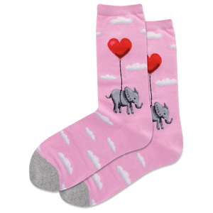 HOTSOX Women's Elephant Heart Balloon Crew Socks