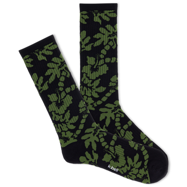 K.Bell Men's Tropical Leaf Active Crew Sock
