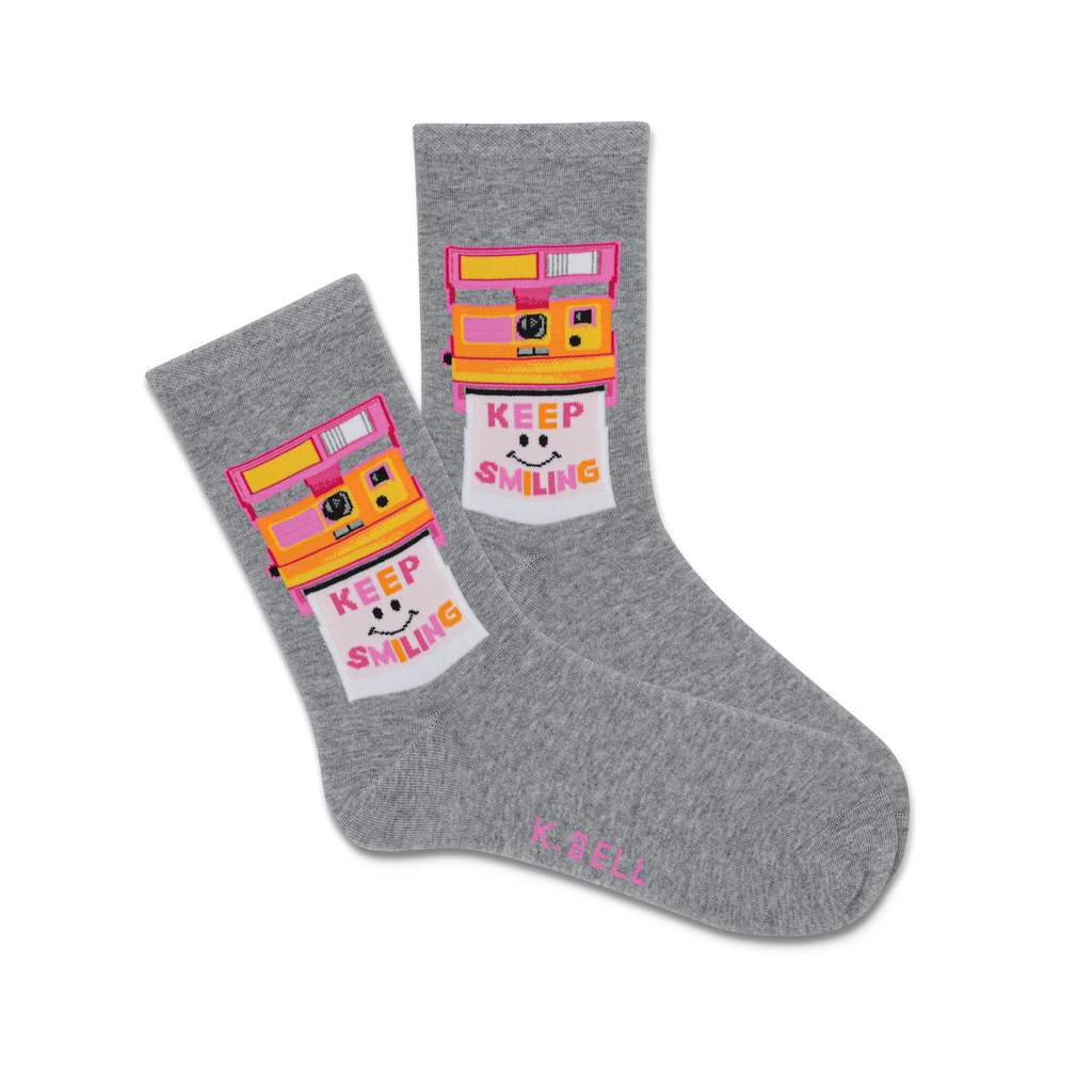 K.Bell Ladies Smile Polaroid Crew Sock