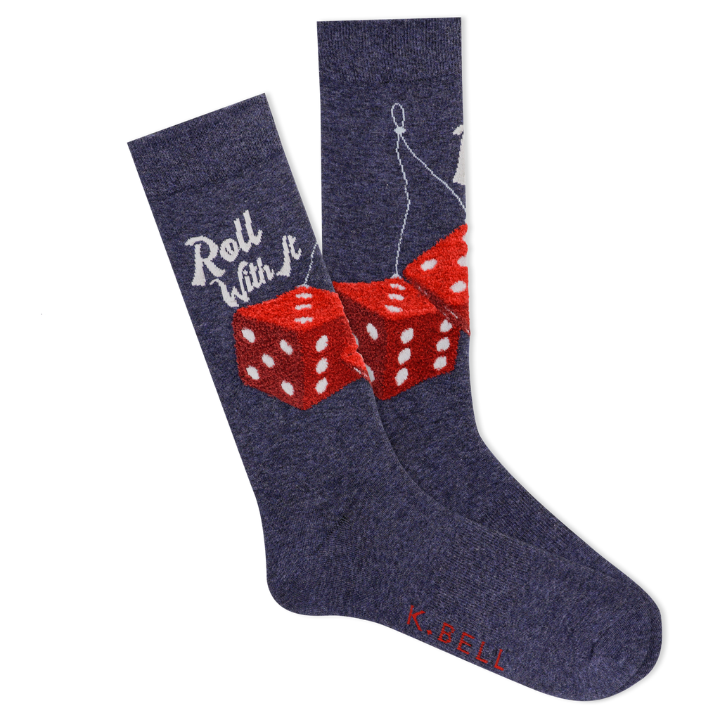 K.Bell Men's Fuzzy Dice Crew Sock