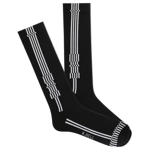 K.Bell Men's Checker Stripe Compression Over the Calf Sock