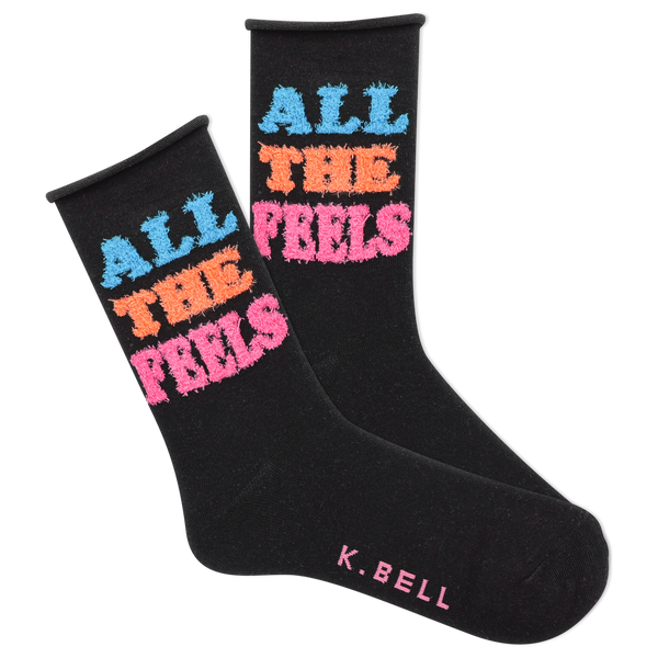 K.Bell Women's Fuzzy All The Feels Roll Top Crew Sock