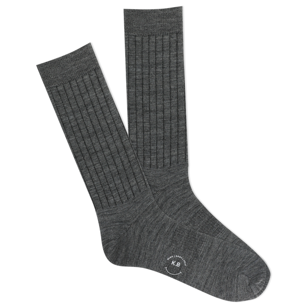 K. Bell Men's Classic Comfort Fit Wool Blend Ribbed Crew Sock flat lay photo