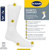 Dr. Scholl's Men's Diabetes & Circulatory Crew Socks 6 Pair Pack - Non-binding, Cushioned Comfort