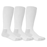 Three white knee-high socks on a white background thumbnail