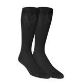 Pair of black knee-high socks on a white background