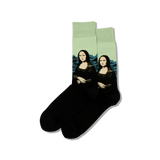 Mona Lisa-themed socks on a transparent background