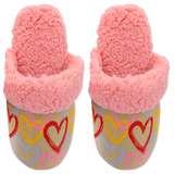 HOTSOX Women's Sherpa Non-Skid Graffiti Hearts Slipper