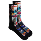 Jeep socks with a print of different illustrations of Jeep vehicles. thumbnail