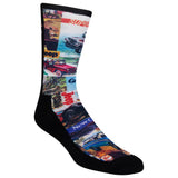 Colorful sock with graphic designs on a white background thumbnail
