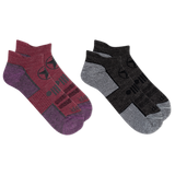 Two pairs of women's classic no show socks in raspberry pink and black with the Jeep brand logo on the foot. thumbnail