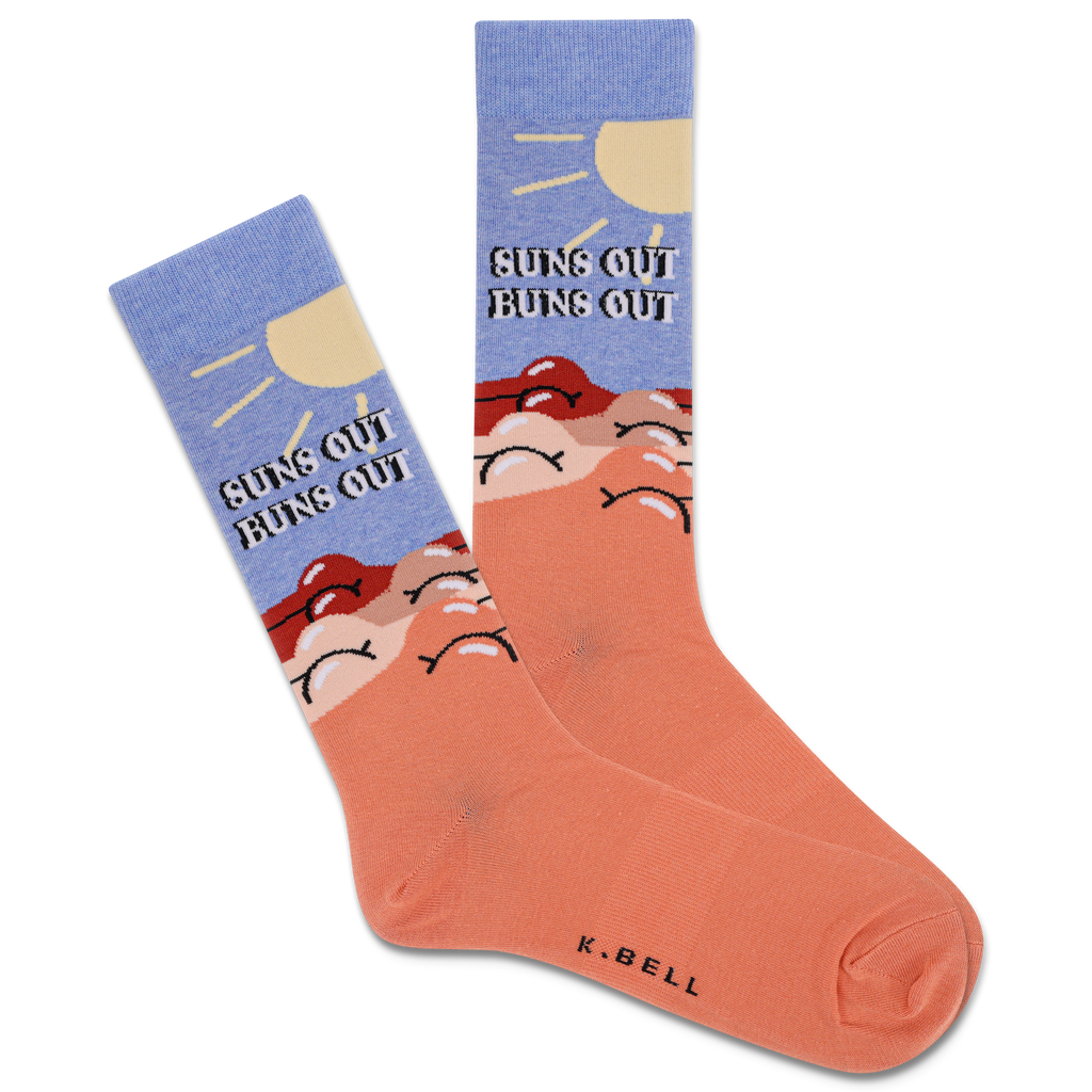 K.Bell Men's Suns Out Buns Out Crew Sock