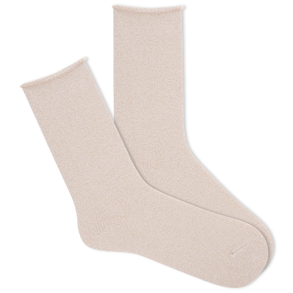 K.Bell Women's Supersoft Ivory Sparkle Roll Top  Sock
