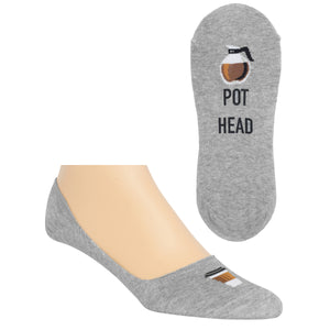 Gray Heather HOTSOX Men's Pot Head No Show Socks
