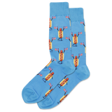 Blue socks with hot dog pattern on a white background thumbnail