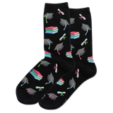 Black socks with graduation cap and diploma pattern on a white background thumbnail