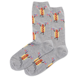 Gray socks with hot dog and flag pattern on a white background thumbnail