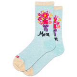 Light blue socks with floral design and 'Mom' text on a white background thumbnail