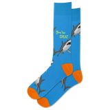Blue socks with shark design and 'You're Great' text on a white background thumbnail