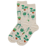 Natural Melange HOTSOX Women's Potted Plants Crew Socks