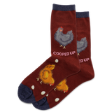 Wine HOTSOX Women's Fuzzy Cooped Up Crew Sock