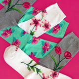 HOTSOX Women's Hibiscus Floral Crew