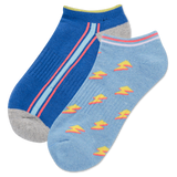 Bright Blue HOTSOX Women's Lightning Bolt Low Cut 2 Pack Socks