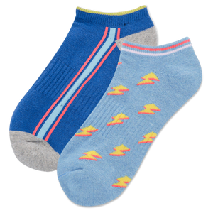 Bright Blue HOTSOX Women's Lightning Bolt Low Cut 2 Pack Socks