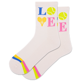 Pair of socks with 'LOVE' and tennis ball design on a white background thumbnail