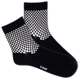 Black K.Bell ankle socks with crochet net cuff. thumbnail