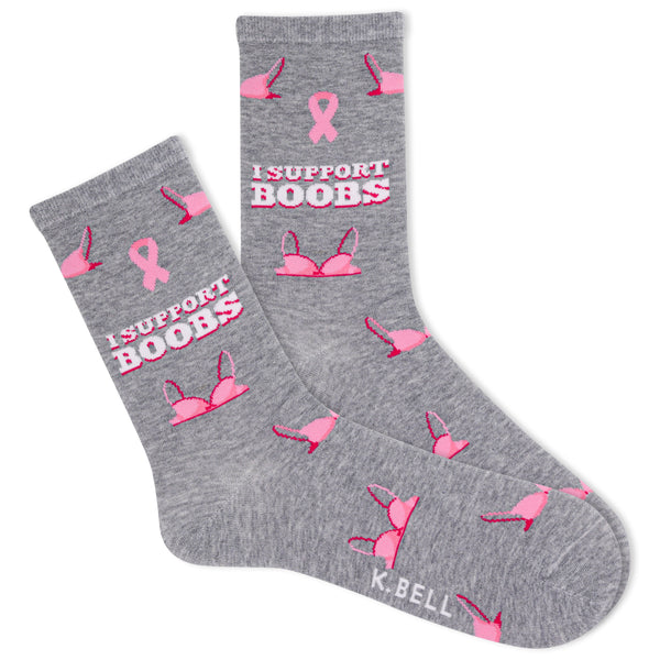 K.Bell Women's I Support Boobs Crew Sock