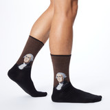 Man wearing HOTSOX with a portrait of George Washington