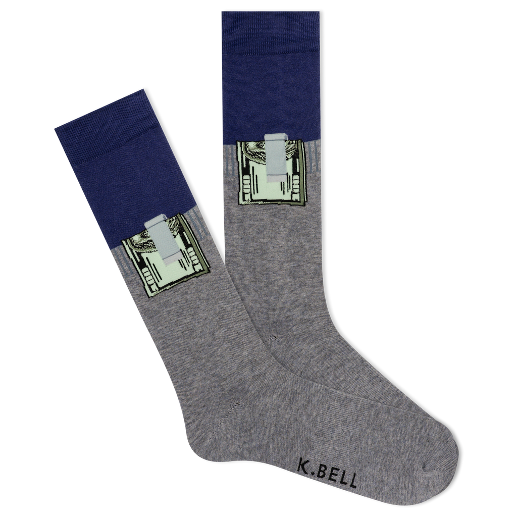 K.Bell Men's Money Clip Crew Sock