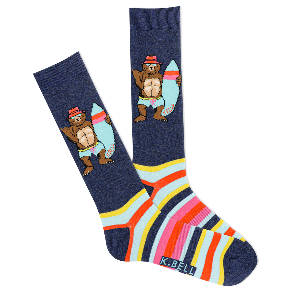 K.Bell Men's Surfer Bear Crew Sock