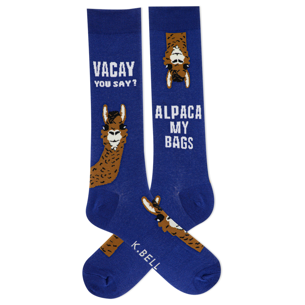 K.Bell Men's Alpaca My Bags Crew Sock