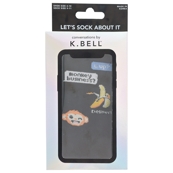 K.Bell Men's Monkey Business Text Crew Sock