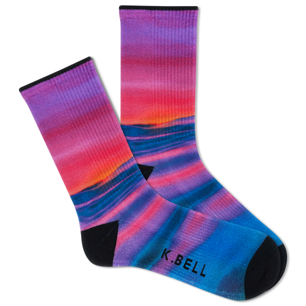 K.Bell Unisex American Made Sunset Waves Crew Sock
