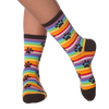 K.Bell Women's Rainbow Stripe Paw Prints Crew Socks