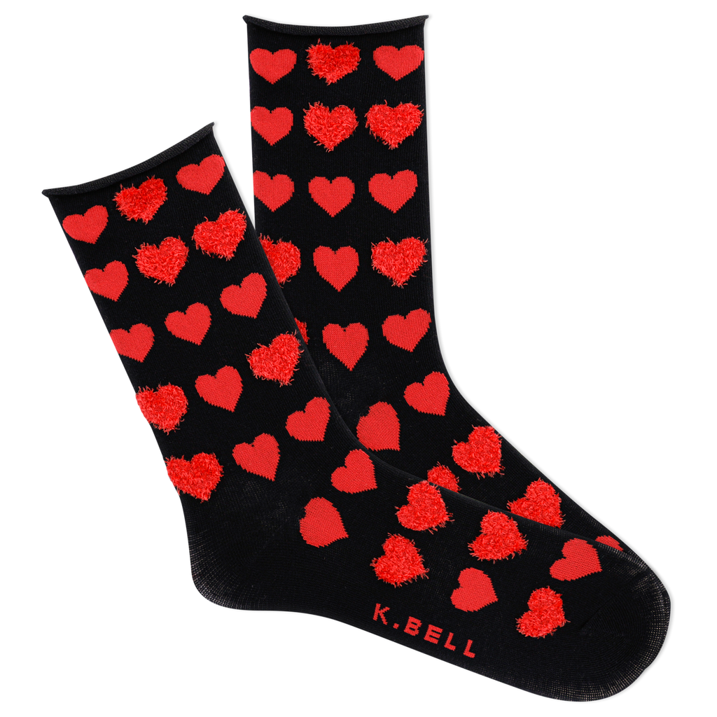 K.Bell Women's Hearts Roll Top Crew Socks