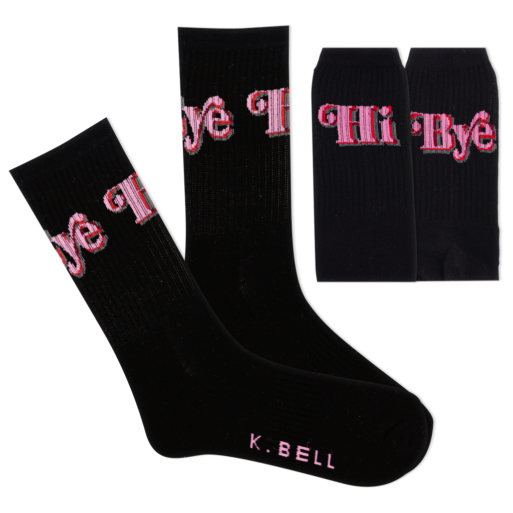 K.Bell Women's Hi Bye Active Novelty Crew Sock