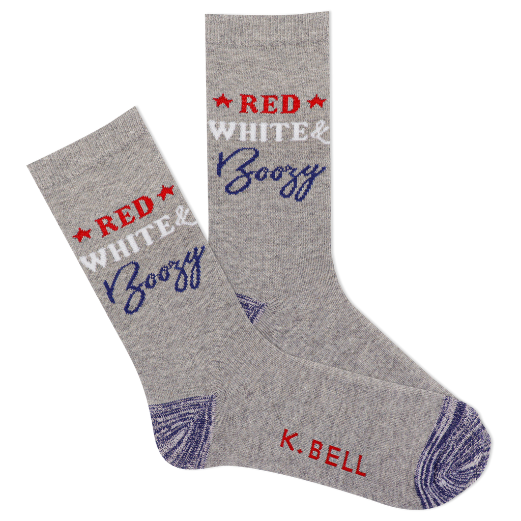 K.Bell Women's American Made Red White and Boozy Crew Sock