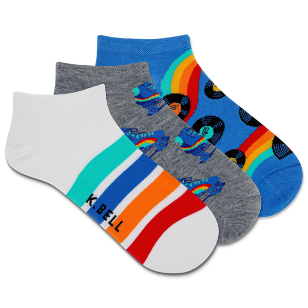 K.Bell Women's Roller Skate Low Cut Sock 3 Pack