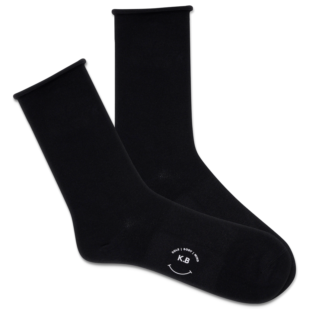 K.Bell Women's Solid Modal Roll Top Crew Sock
