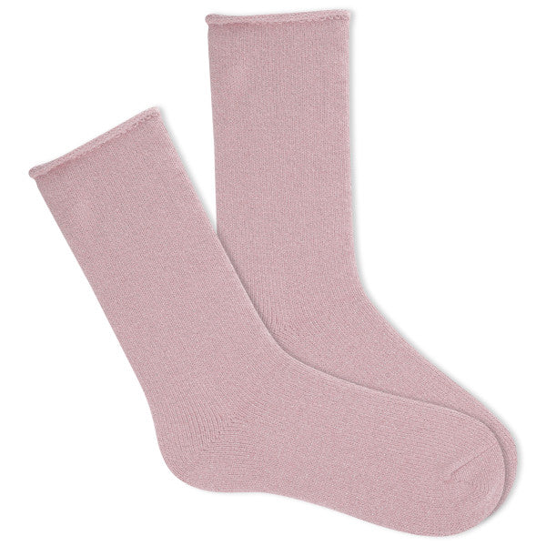 K.Bell Women's Supersoft Pink Sparkle Roll Top Sock