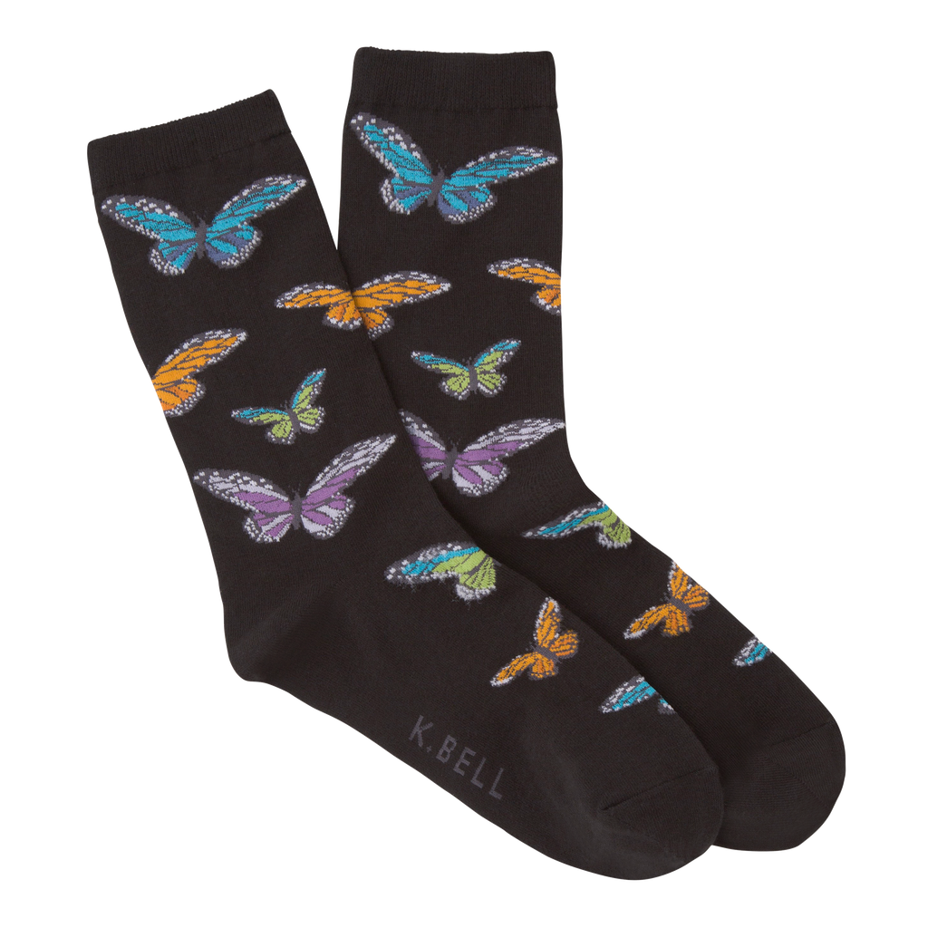K.Bell Women's Colorful Butterflies Crew  Socks