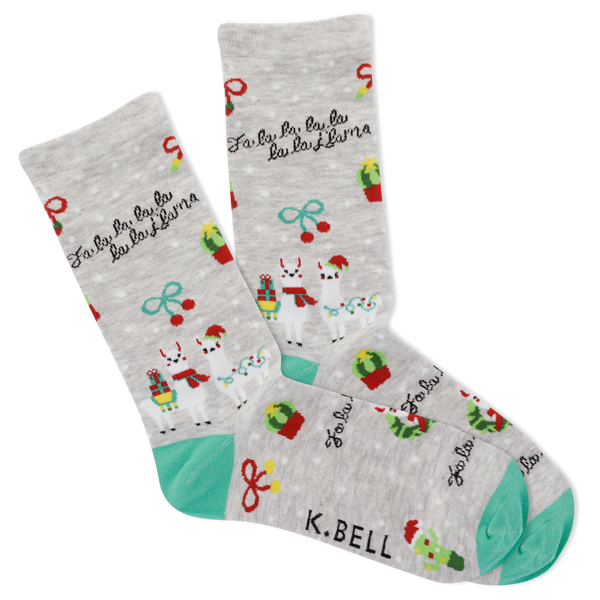 K.Bell Women's Fa La La La Llama Crew Socks