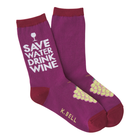 K.Bell Women's Drink Wine Crew Socks
