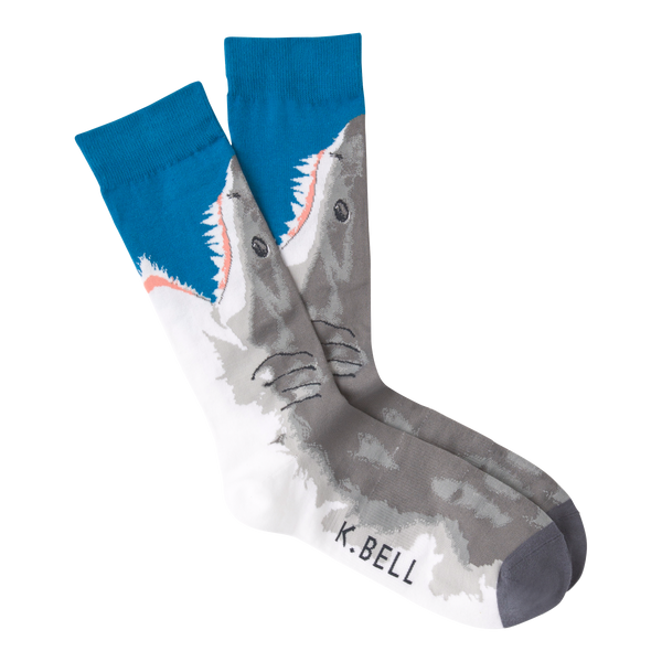 K.Bell Men's Great White Shark Crew Socks