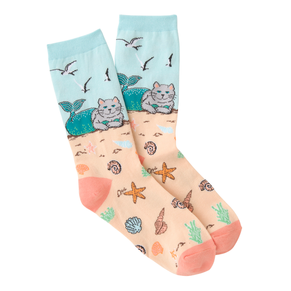 K.Bell Women's Mermaid Cat Crew Socks